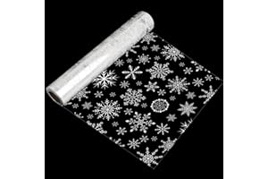 SULOLI 100 Ft x 32 In Christmas Cellophane Wrap Roll - Xmas Snowflakes Cellophane Wrap for Christmas Gift Baskets Flowers Party Decoration