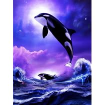 Diamond Art Painting Killer Whale Orca Blue Ocean Theme Pair