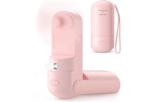 HonHey Handheld Fan Misting Fan, 3 in 1 Hand Fan, Portable Mini Fan with Rechargeable Battery Operated and 3 Adjustable Speed[6-13-20 Working Hours], Foldable Personal Fan for Girls Women Travelling