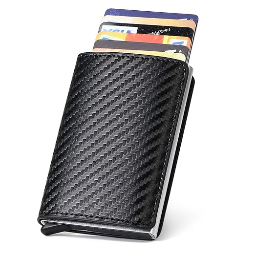 URAQT Kreditkartenetui Kartenetui, RFID Blocking Kreditkartenhülle Edelstahl Kreditkartenetui für Karten Auswurf System, Kohl