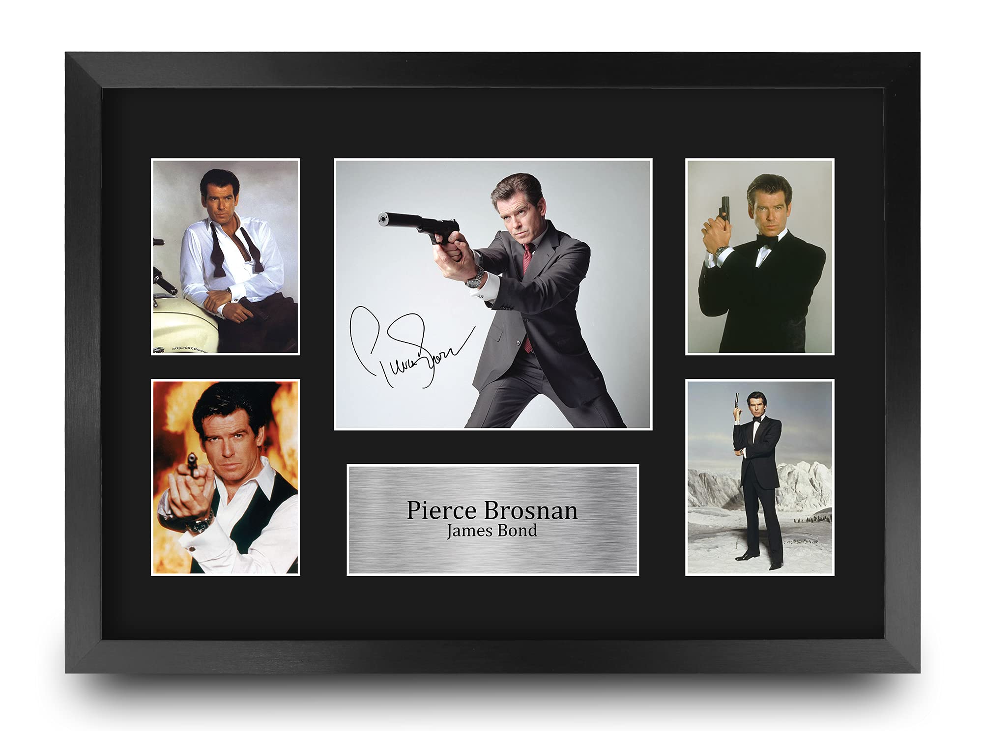HWC Trading FR A3 Pierce Brosnan James Bond Gifts Printed Signed Autograph Picture for Movie Memorabilia Fans - A3 Framed