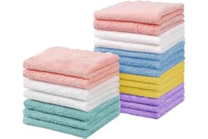 Puomue 20 Pack Baby Washcloths, Multicolor Microfiber Coral Fleece, 7" X 9", Ultra Soft and Absorbent Baby Washcloths for Newborns and Toddlers, Gentle for Sensitive Skin