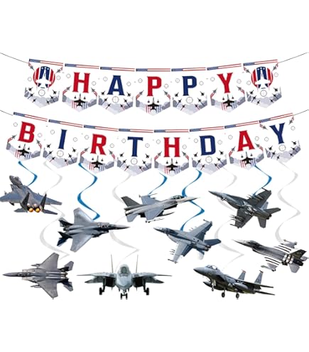 Fighter Pilot 1st Birthday Banner - Blue Red Glitter 'Top One' Rectangular Banner, 3ft X 4ft, DIY String - View #6