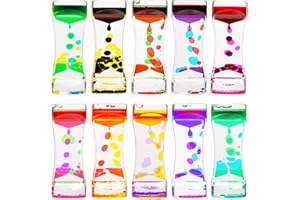 CAILINK Liquid Motion Bubbler Timer,10 Pack Liquid Bubbler Relaxing Motion Timer Fidget Calming Toys,Sensory Play for Adults and Kid Stress Management,Colorful Hourglass Desk Decor