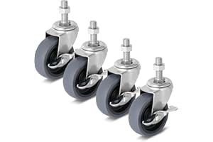 Caster Wheels 3 inch Locking Stem Casters, 1/2" -13 x 1-1/2" (Stem Diameter 1/2", Stem Length 1-1/2") Threaded Stem Casters S
