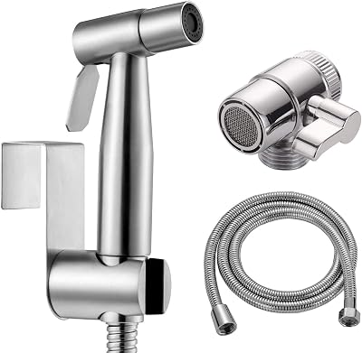 ABSOK Stainless Steel Bidet Shower Kit 2 Way Diverter Toilet Hand Sprayer 1.5m