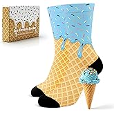 Ice Cream Print Socks for Women Men Funny Novelty Crew Socks Cute Foodie Gift Idea