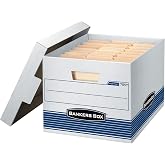 Bankers Box 4-Pack Medium-Duty File Storage Boxes, Letter/Legal, FastFold | Speed through filing with FastFold setup, sturdy stacking, reinforced handles, and dependable document protection.