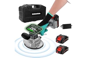 Daakro Tile Vibration Tool Cordless,10 Speeds Adjustable Tile Vibration Tool w/145mm Suction Cup&LCD Display&2 Battery,Handheld Tile Installation Leveling Machine Max 12000r/Min for Tile,Floor,Wall