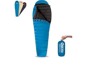QEZER Ultralight Down Sleeping Bag for Adults with 600 Fill Power, Compact Sleeping Bag for Backpacking, Hiking and Camping