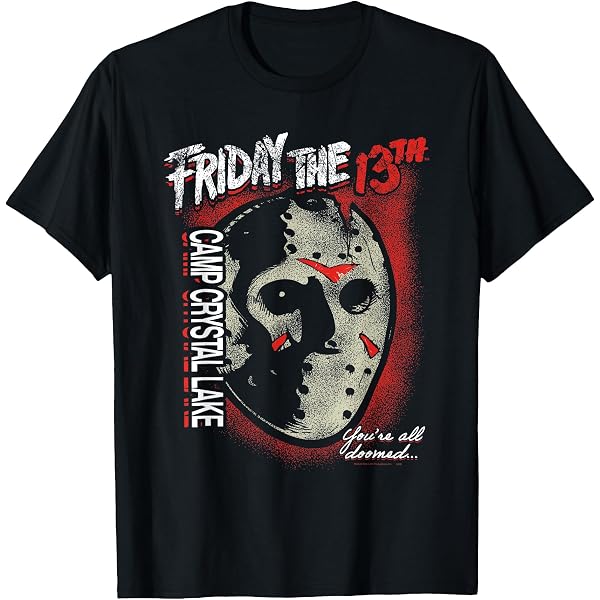 vistlip 智 the LYRE FRIDAY the 13th Tee Friday The 13th Men's Jason Mask Red Back Light Mineral Wash Adult