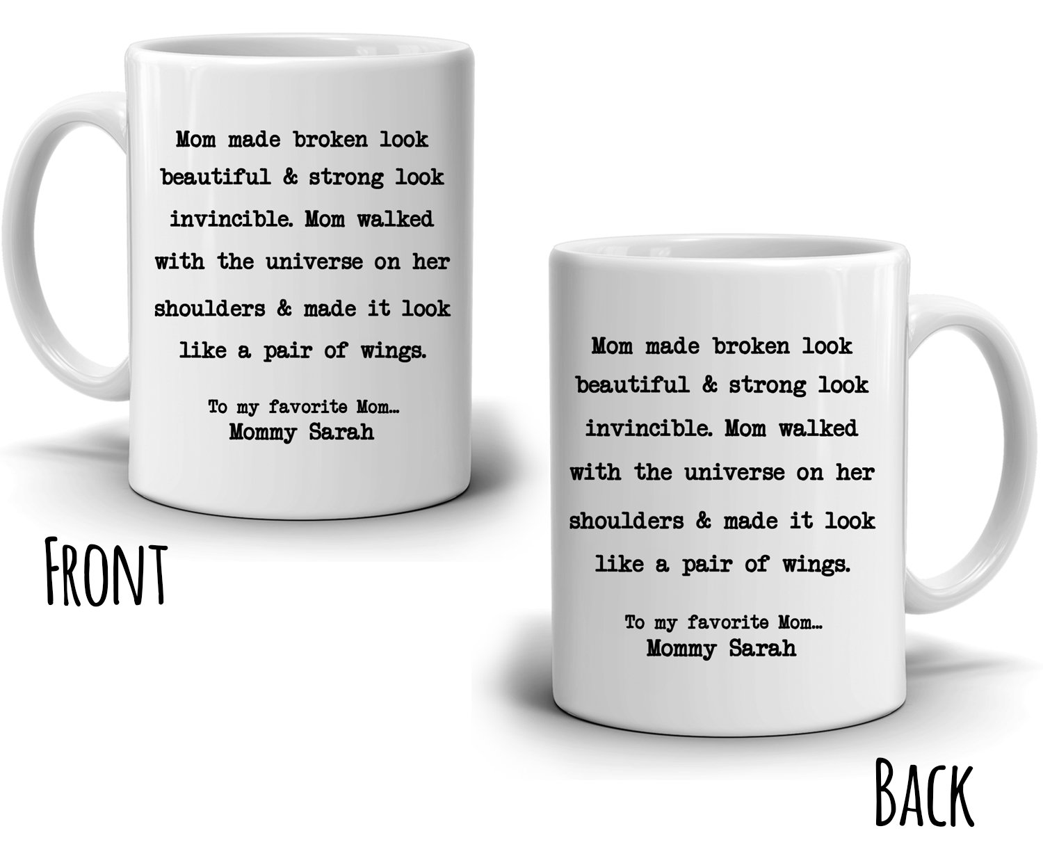 Personalized!! Perfect Gift for Mom from Daughter Coffee Mug, Unique Presents for Mothers Day, Birthday and Grandma Thank You Gifts, Printed on Both Sides