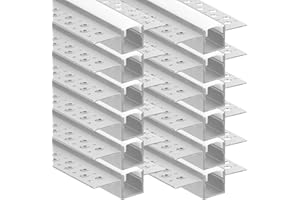 Plaster-in LED Aluminum Channel 12 Pack 3.3 FT/1M LED Light Strip Diffuser Channel for Wall and Ceiling with Milky Diffuser (