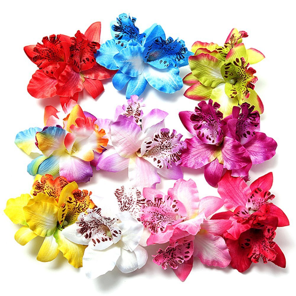 HugeStore Pack of 10 Women's Girls Orchid Flowers Leopard Hair Clip Hair Accessories Hair Pins