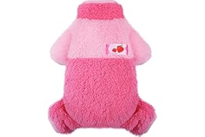 SHIFENMEI Dog Pajamas for Small Dogs Girl Boy Warm Spring Dog Pajamas Cute Pjs for Dogs Chihuahua Yorkie Clothes Warm Pullover Fleece Puppy Clothes Cat Sweater, XS, Pink