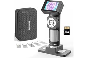 LINKMICRO LM112 Microscope for Kids 8-12, Handheld Digital Microscope with 2" Screen, 500X Portable USB Magnifier Microscope Kit Kids Adults, Microscope Case, 8 LED Light, 5pcs Microscope Slides, 32G