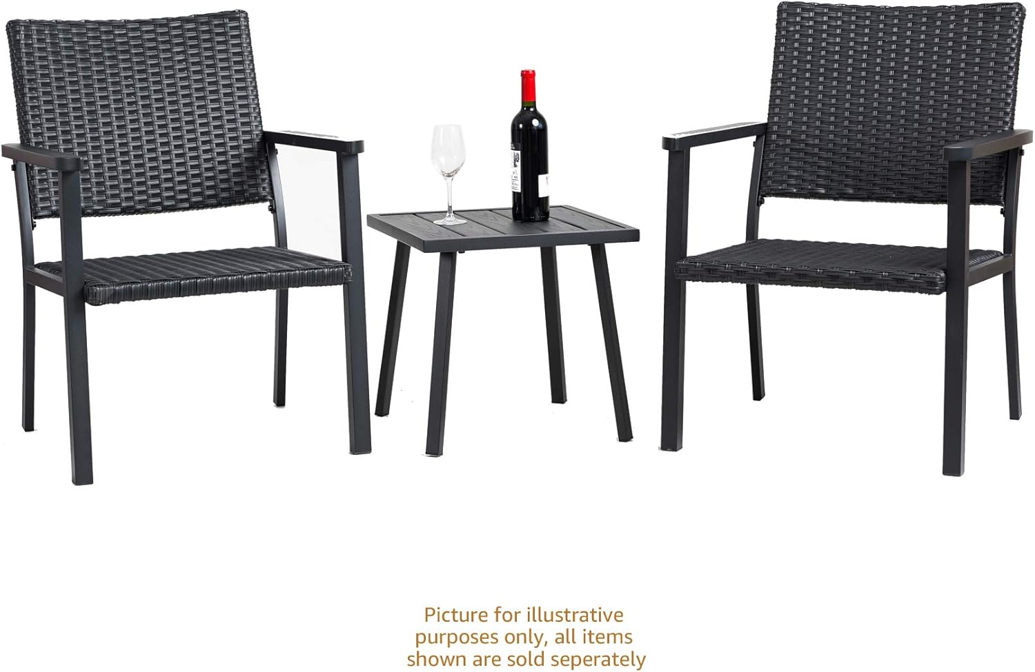 C-Hopetree Patio Lounge Chair for All Weather Outdoor use with Hand Woven Black Wicker and Frame: Kitchen & Dining