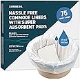 Lunderg Commode Liners with Absorbent Pads - Value Pack Medical Grade 75 Count Universal Fit - Disposable Bedside Commode Liners & Pads for Adult Chairs, Portable Potty Buckets & Camping Toilet Bags
