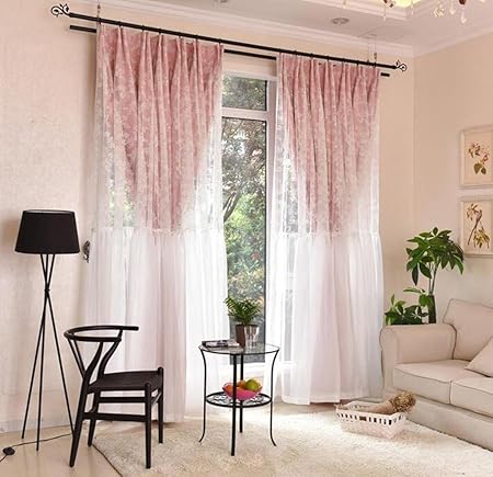 Mnii Shading Curtain Cloth Double Lace Princess Living Room Floor