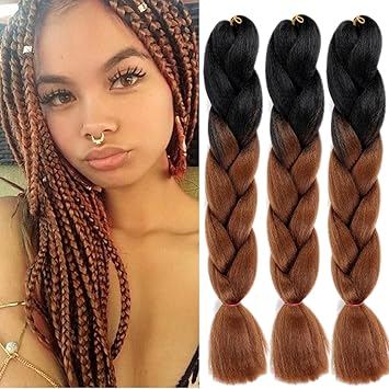 50 Black Brown Buqi Hair 5pcs Lot Ombre High Temperature Fiber