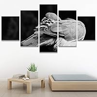 SIGNWIN 5 Panel Canvas Wall Art Duotone Bird Closeup for Home Decorations Ready to Hang - 60