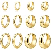 ALLHOLA 6 Pairs 14K Gold Plated Hoop Earrings for Women Hypoallergenic Small Huggie Hoops Earring Set for Sensitive Ears Non Tarnish Trendy Chunky Gold/Silver Earrings Cartilage Stacks for Multiple Piercing Jewelry Lightweight
