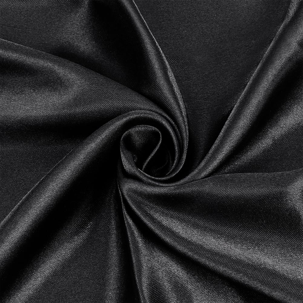 NBEADS 6 Yards/5.48m Charmeuse Satin Fabric, 150cm Shiny Cloth Silky Fabric for Wedding Bridal Decoration Fashion Apparel Crafts, Black