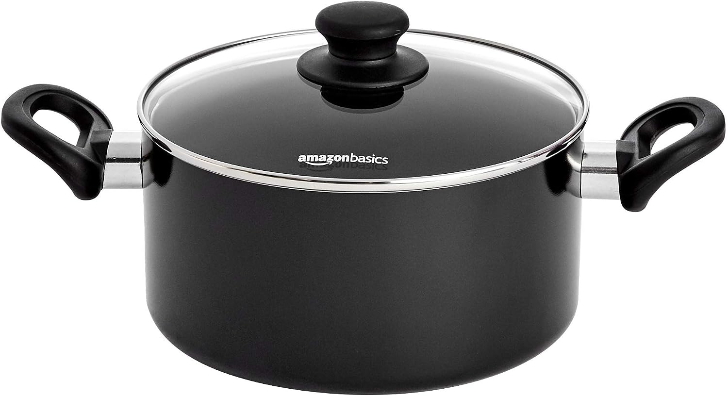 Amazon Basics 5-Piece Non Stick Induction Cookware Set, Including Frying Pan, Saucepan and Casserole with Lids, Black - Image 4