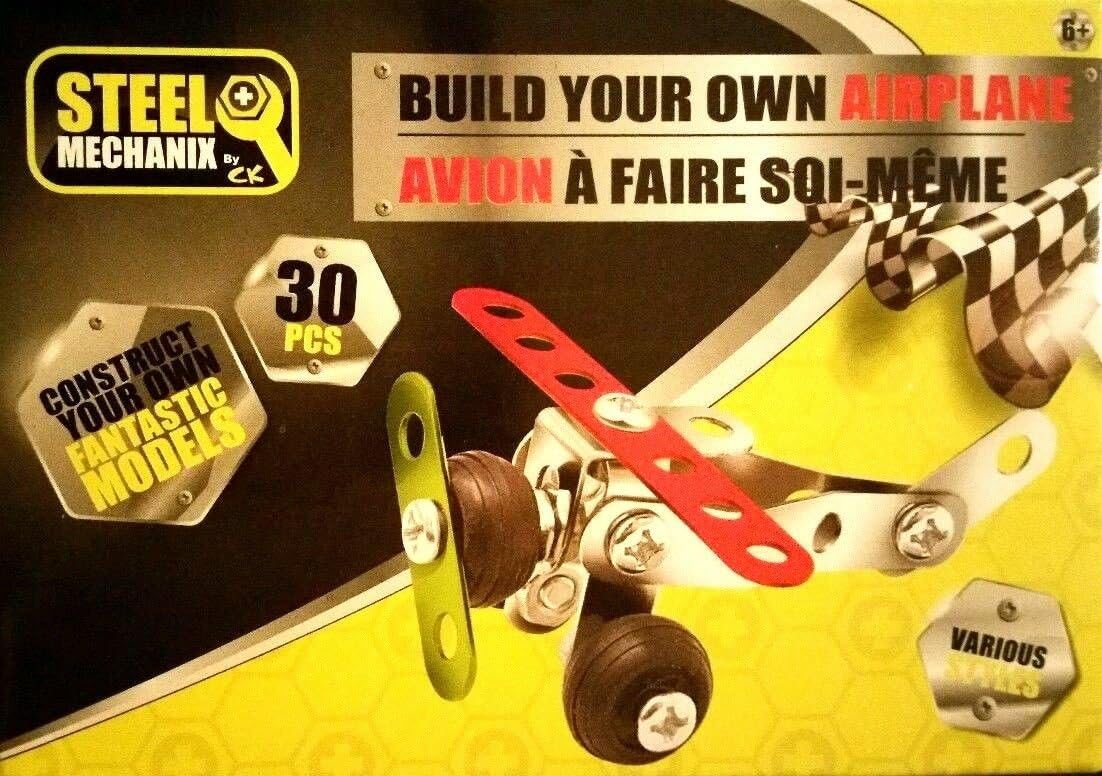 Steel Mechanix (by Creative Kids) Build Your Own Mini Metal Airplane Model Kit - Red Wing 30 Pieces