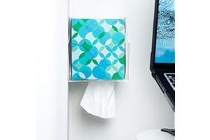 IneVibe Facial Tissue Box Holder for Wall, Under Cabinet or Desk, RV, Bathroom, Small Spaces - Acrylic Wall Mounted Square Box Dispenser, Face Down or Sideways in Tight Areas