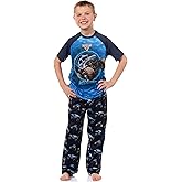 Monster Jam Boys' Megalodon Predator Truck 2 Piece Sleep Short Sleeve T-Shirt Pajama Pant Lounge Set