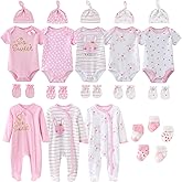 Ruliby New Born Clothes Cotton Layette Gift Set Unisex Baby Outfit and Accessories Newborn Essentials Must Haves