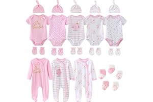 Ruliby New Born Clothes Cotton Layette Gift Set Unisex Baby Outfit and Accessories Newborn Essentials Must Haves