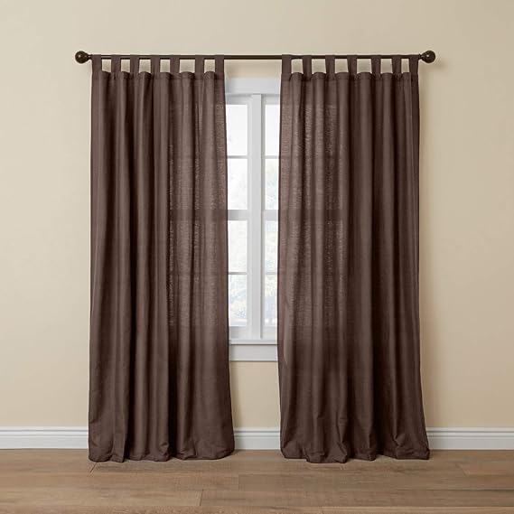 BrylaneHome Poly Cotton Canvas TabTop Panel Curtain Window Drape 48I W 63I L