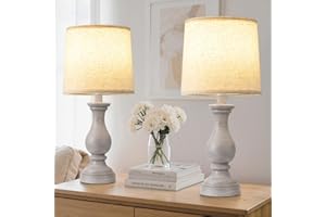 Fenmzee Vintage Table Lamps Set of 2 - Rustic Bedside Lamp with Linen Shades, 22" Nightstand Lamps for Bedroom Bedside Desk, 