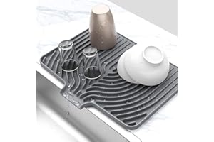 Eazmate Silicone Dish Drying Mat 19 x 14 inch for Kitchen Counter, Large Dish Drying Mat, Non-Slip Dish Mat with Built-in Dra