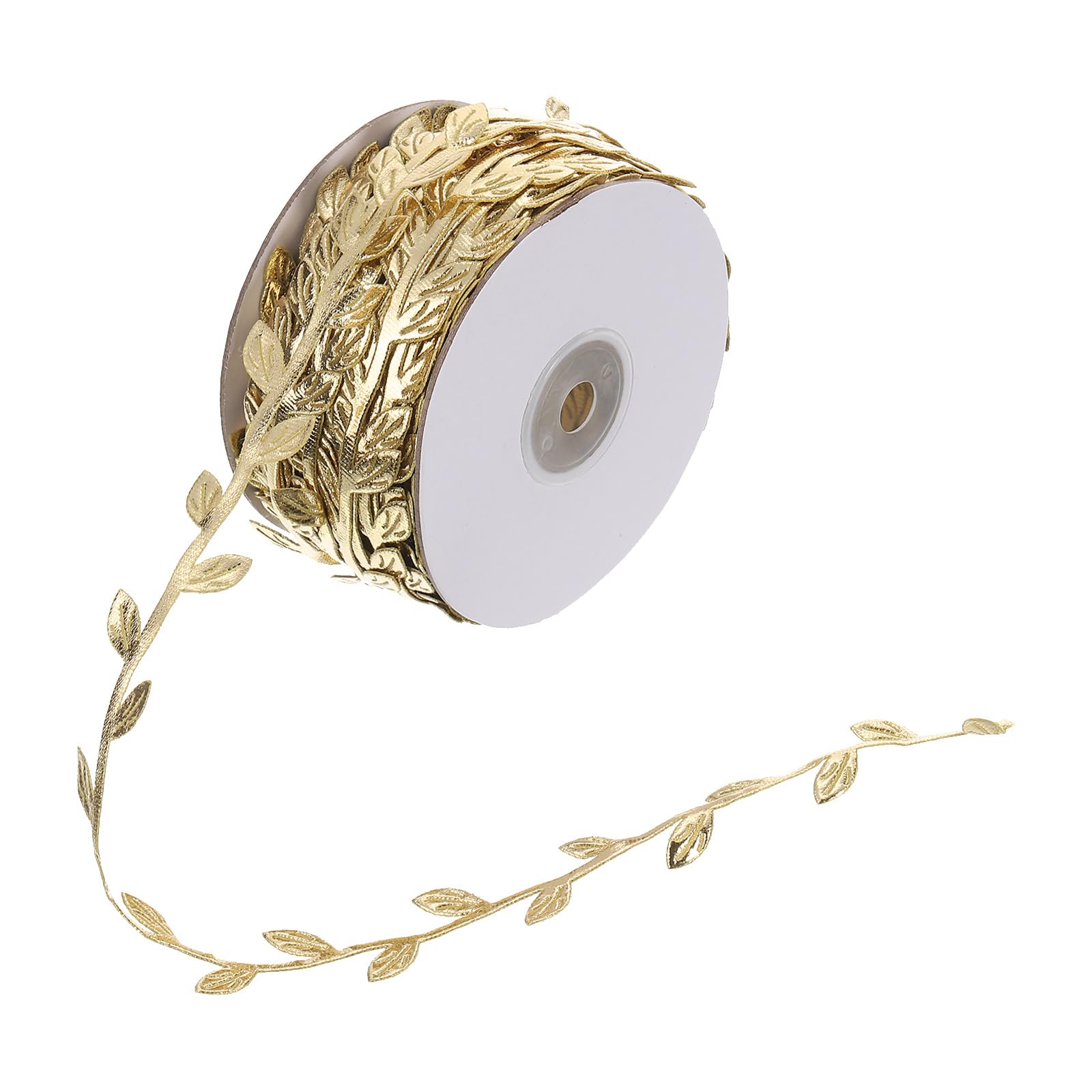 PATIKIL 33 Yards Gold Leaf Ribbon, Leaves Trim Rope Artificial Leaf String for Christmas Wreath Making Gift Wrapping Wedding Decoration, Style 5