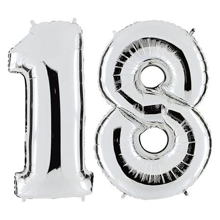 ULTNICE 40-Zoll-Nummer 18 Folie Luftballons Zahl Luftballons für Geburtstag Hochzeit Jubiläum Dekoration (Silber)