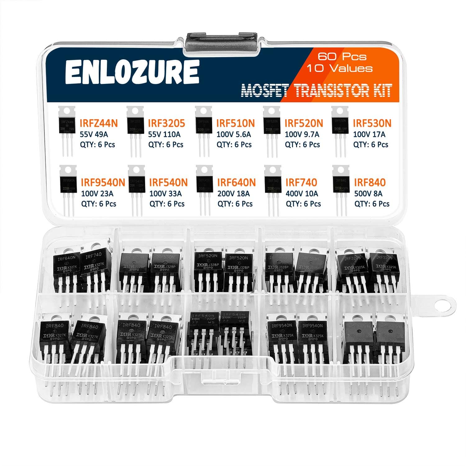 Mua ENLOZURE 10 Values 60 Pcs MOSFET Transistor Assortment Kit IRF