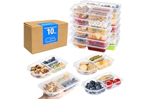 TAIHUIMY 9oz Reusable Snack Containers with Lids for Kid, New 3 Compartment Large Capacity Condiment Portion Control Meal Pre