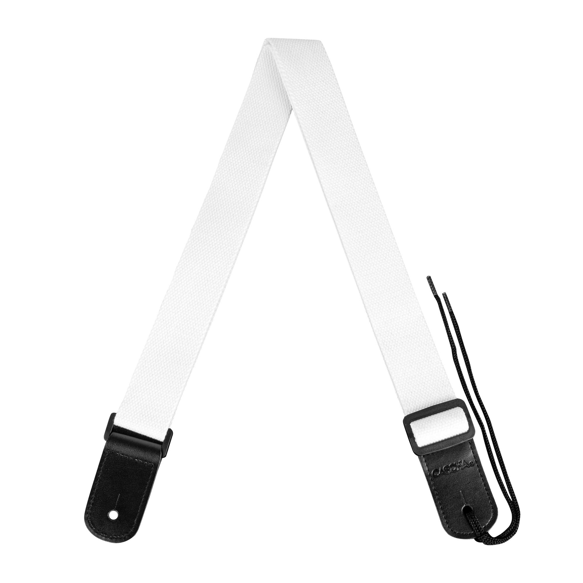 CASCHA Ukulele Strap adjustable I Length 76 cm to 139 cm individually adjustable I robust ukulele strap for children & adults I pleasant & comfortable to wear I Strap Ukulele Poly-Cotton White