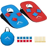 Himal Collapsible Portable Cornhole Game Boards 10 Bean Bags Cornhole Set Tic Tac Toe Game 2 Games on 1 Board (2 x 1-feet)