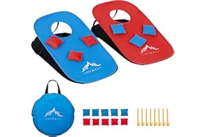 Himal Collapsible Portable Cornhole Game Boards 10 Bean Bags Cornhole Set Tic Tac Toe Game 2 Games on 1 Board (2 x 1-feet)