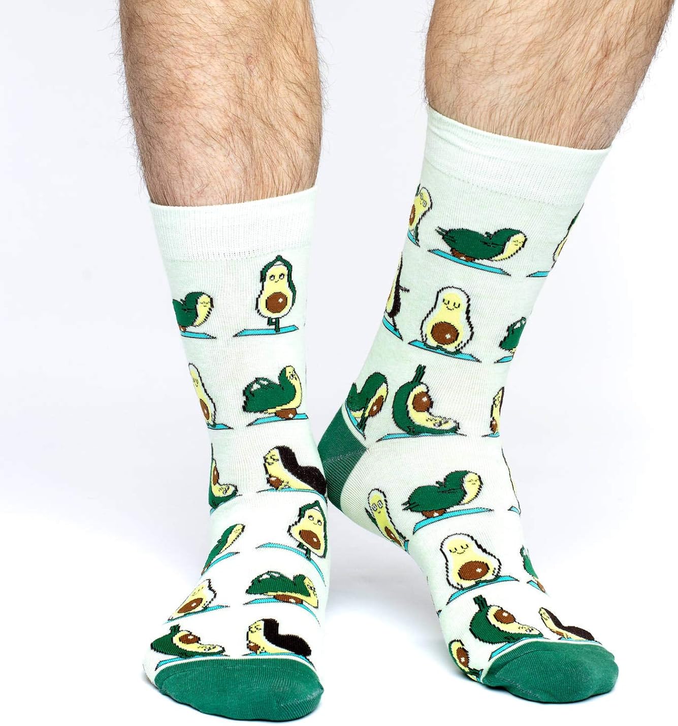 Good Luck Sock Men's Avocado Yoga Socks - Green, Adult Shoe Size 7-12: Clothing