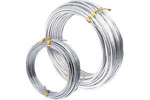 2 Rolls Silver Aluminum Craft Wire, DaKuan Bendable Metal Wire for Making Dolls Skeleton DIY Crafts, Each Roll 32.8 Feet (1mm and 3 mm Thickness)