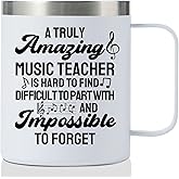 Onebttl Music Teacher Gifts Coffee Mug for Women Men, 12oz/350ml Stainless Steel Mug with Lid, Best gift for Principal Appreciation Day, Christmas, Retirement - White Hard to Find