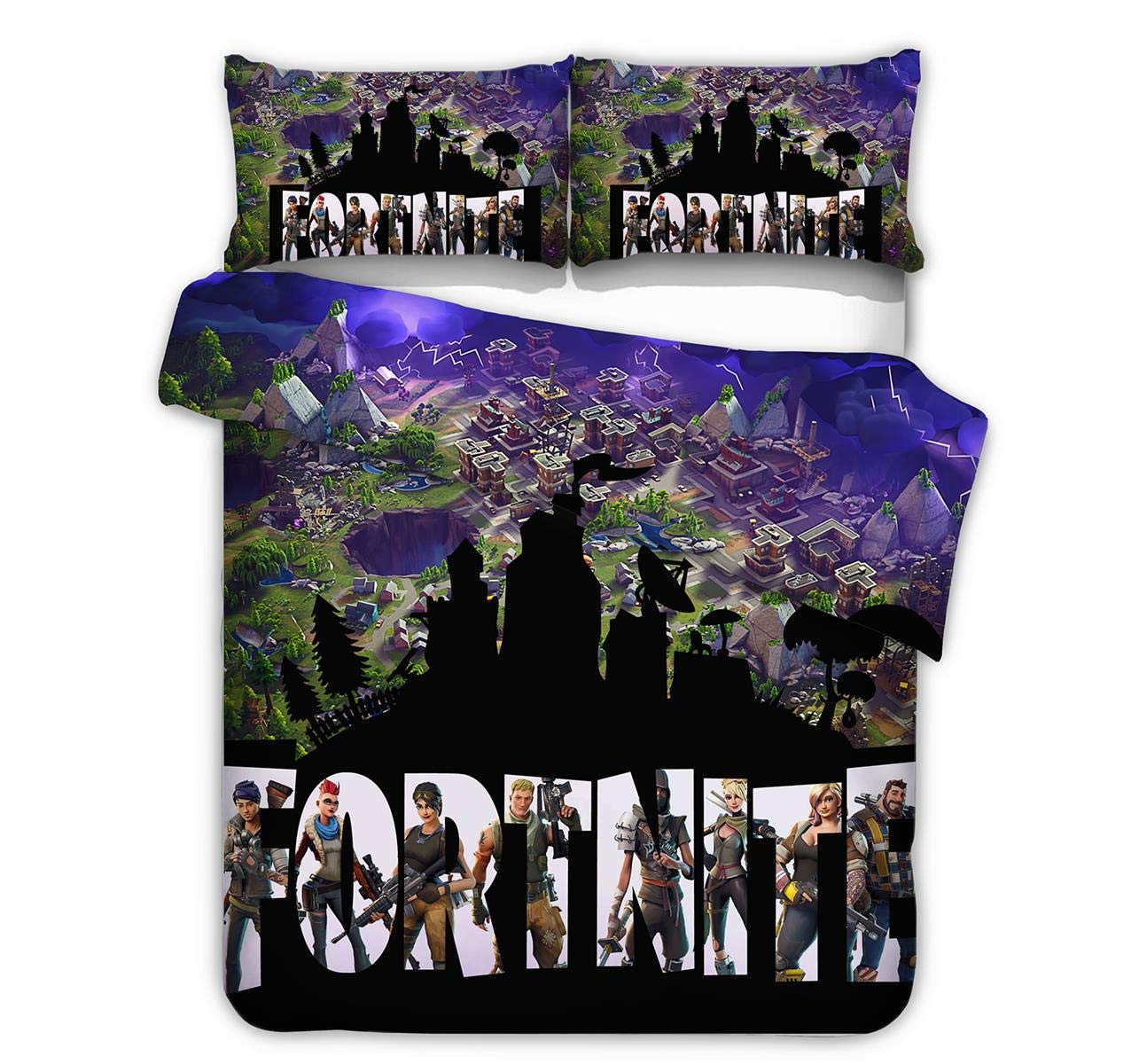 Epic Games Fortnite Boog-ie Bomb 3Pcs 3D Print Bedding Set(1pc Duvet Cover and 2pcs Pillowcases) Ski