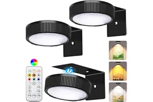 SIXDEFLY RGB Magnetic Suction Spotlight - Battery-Powered, Wireless, Remote Control with Adjustable Timer for Art Displays and Galleries 3 Pack Black