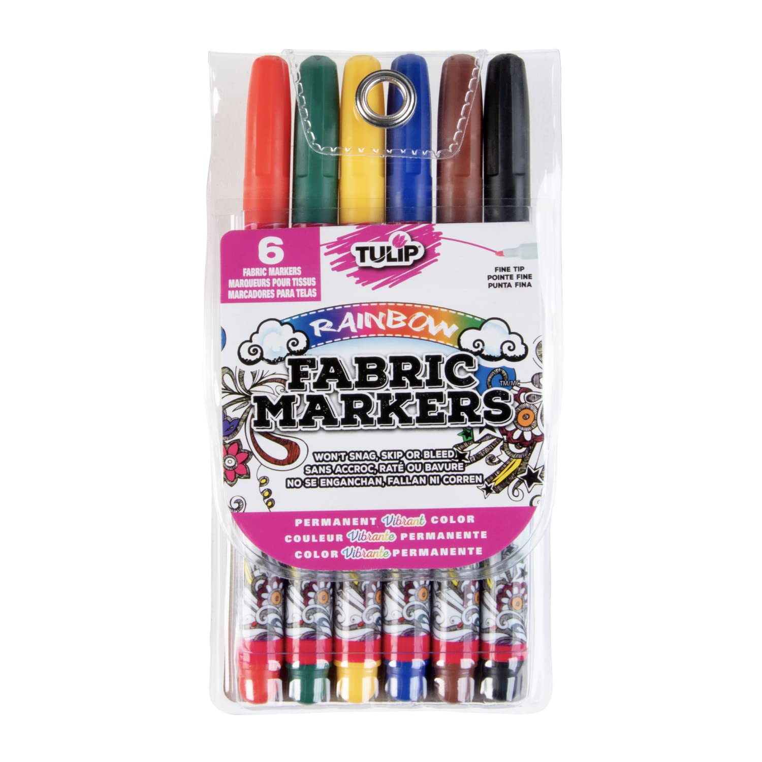 Tulip Fabric Markers fine Primary 6pcs, One Size