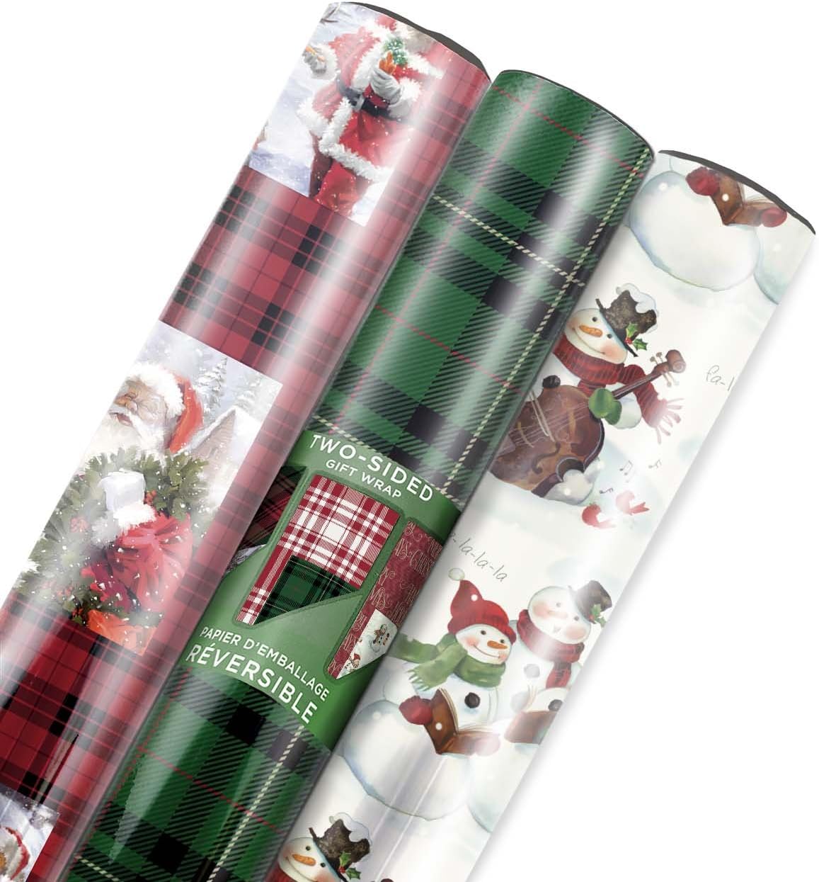Hallmark Reversible Christmas Wrapping Paper Bundle, Plaid (Pack of 3, 120 sq. ft. ttl.): Kitchen & Dining